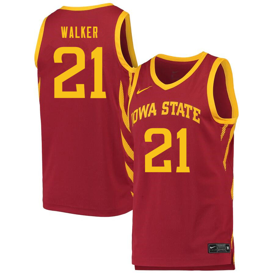 Men #21 Jaden Walker Iowa State Cyclones College Basketball Jerseys Sale-Cardinal